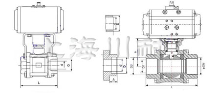 三片式不銹鋼氣動焊接球閥結(jié)構(gòu)圖